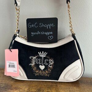 New Juicy Couture Heritage Shoulder Bag Liquorice Black Angel White Cute